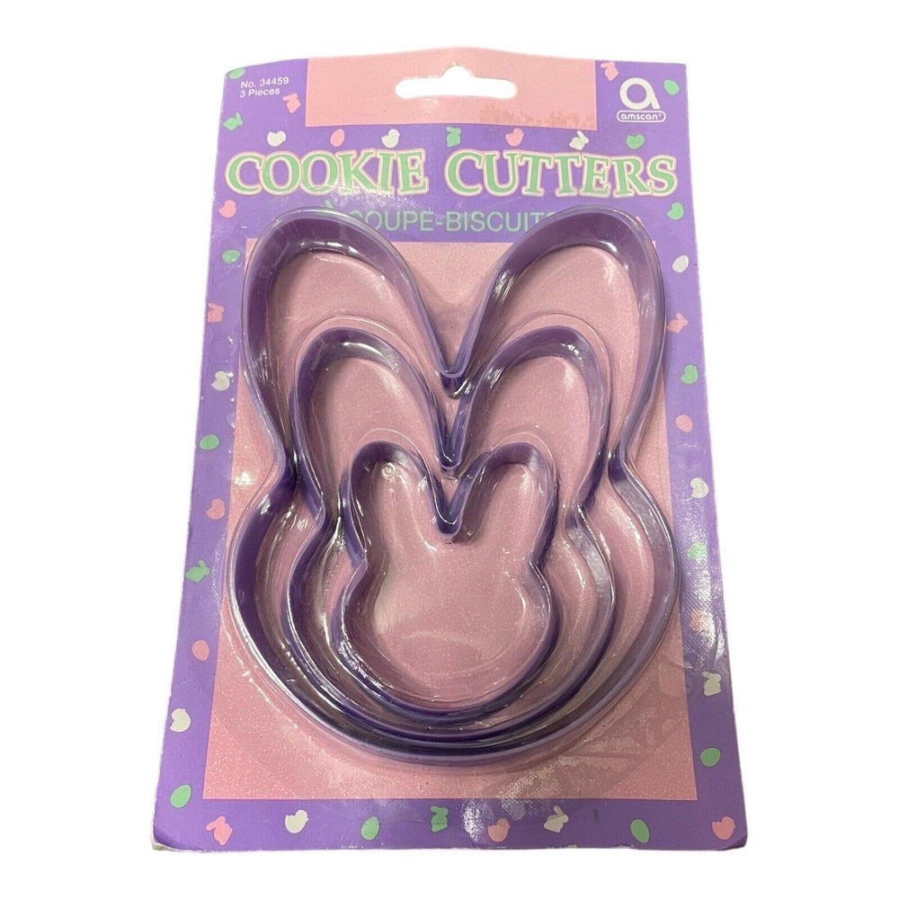 Vintage Amscan Cookie Cutter Set of 3 Easter‎ Bunny Rabbit NOS